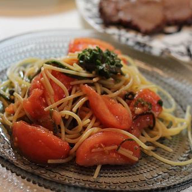 トマトの冷製パスタ♪梅昆布風味☆