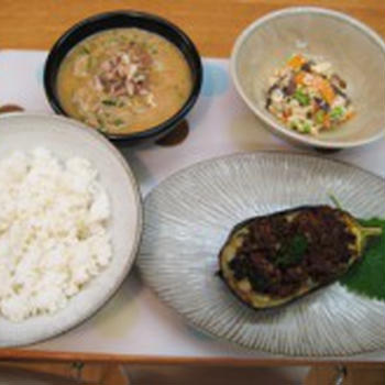 冷や汁＆米茄子の肉味噌田楽