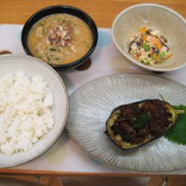 冷や汁＆米茄子の肉味噌田楽