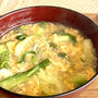 チンゲン菜と卵のとろみスープ。中華麺やお素麺を入れても美味しい、超簡単優しい味のスープ。