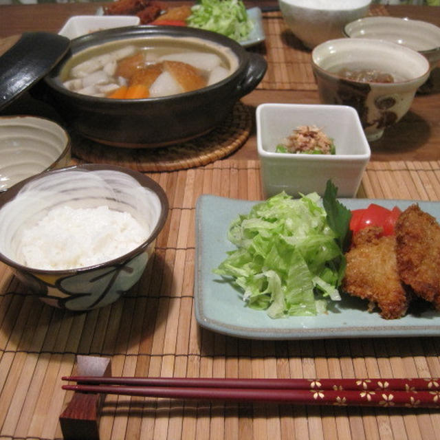 大葉入りミルフィーユかつと根菜のおでん風