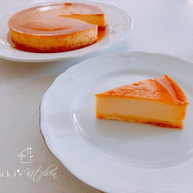 今日のおやつは滑らかプリンケーキ＊愛用の包丁と風船。