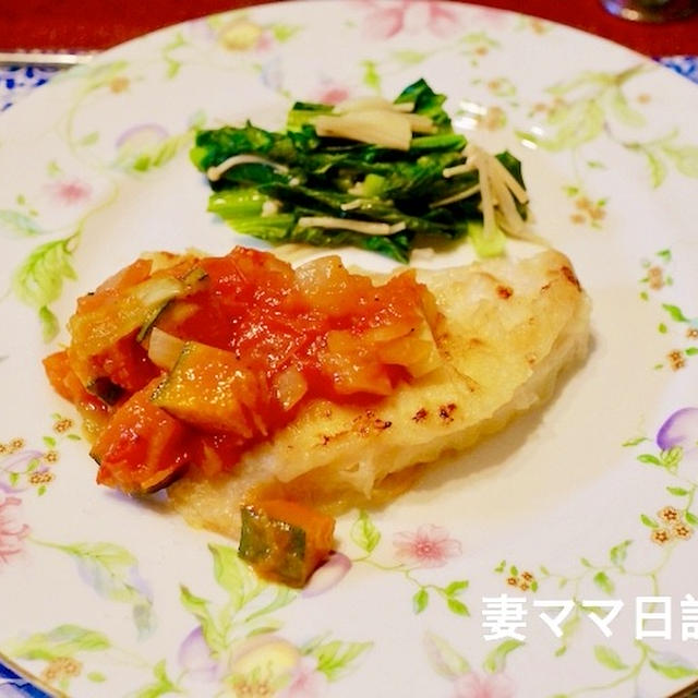 「カジキの南瓜入りトマトソース」♪　Marlin with tomato sauce