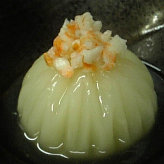 蕪料理、菊花蕪のエビ吉野仕立て
