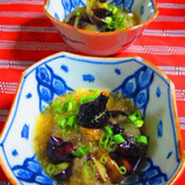 「茶せん茄子のみぞれあん添え」