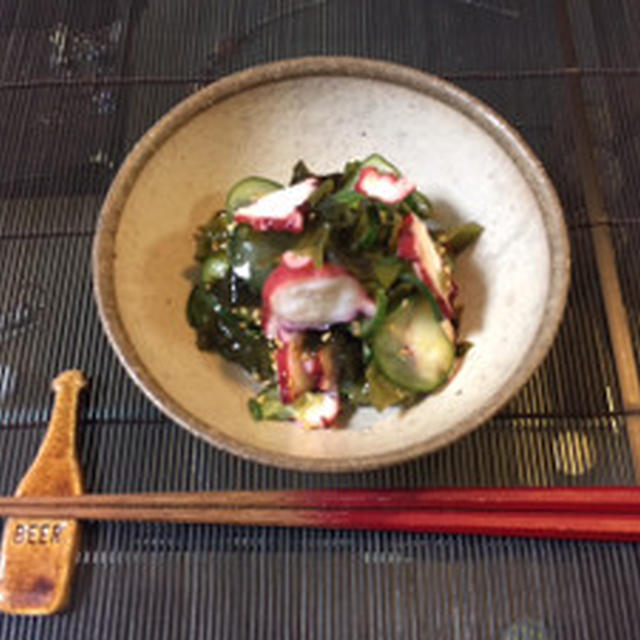 Vinegared Cucumber,Octopus,Seaweed Salad（Sunomono）☆蛸と胡瓜とわかめの酢の物☆