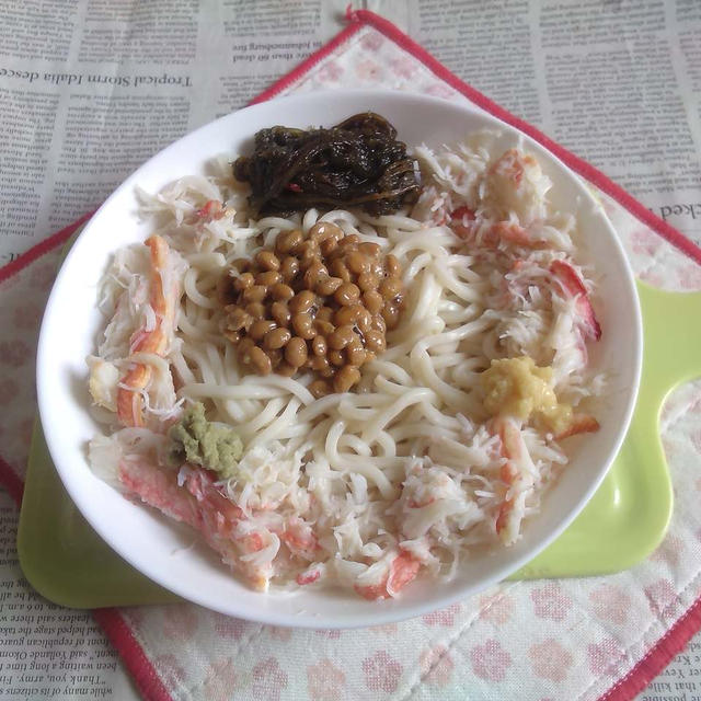 醤油うどん風冷やしうどん130〜納豆紅ズワイ蟹2