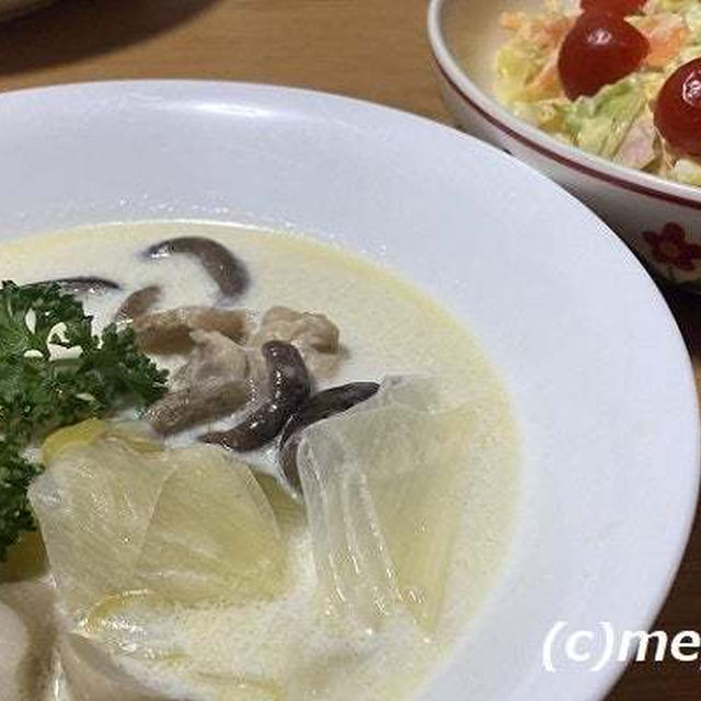 炊飯器でチキンときのこのクリームスープとポテサラ