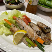 夏野菜の豚肉巻き^_−☆採れたてお野菜が美味しいね