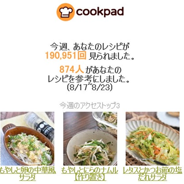 クックパッドさん週間レポート