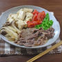 甘辛牛肉にほのかな酸味が絶妙！ひんやりトマトの肉豆腐
