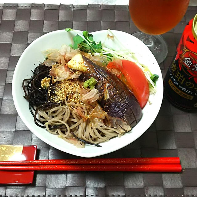 ☆秋茄子と長ひじきの蕎麦☆