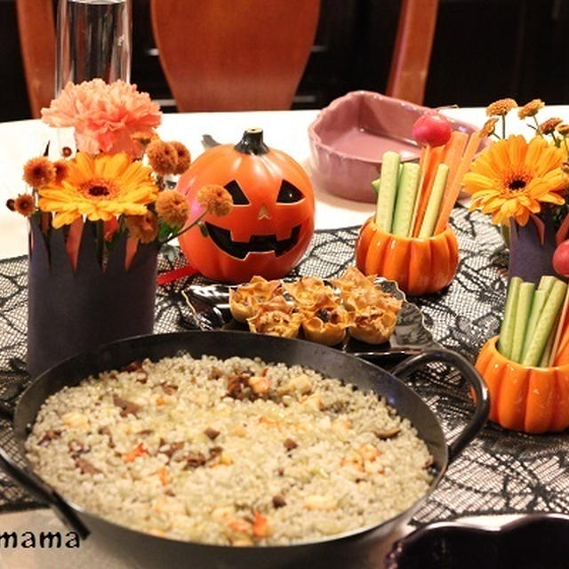 お花も一緒にハロウィーン