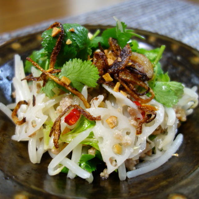 簡単♪ひき肉と野菜のサラダ