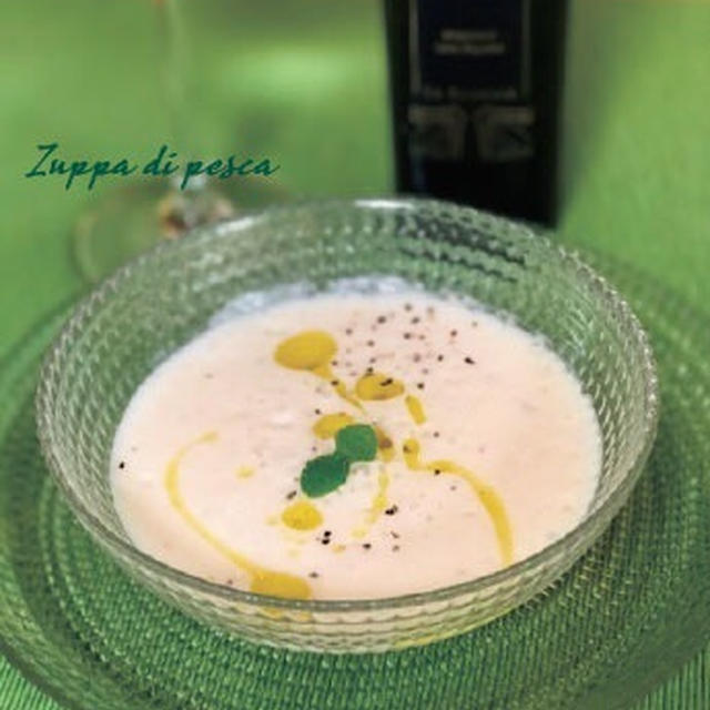 【レシピ】桃のスープ　レモンオリーブオイル風味