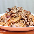 まだ暑いですけど「秋のソースパスタ」＆「ほうれん草と豆腐のかき玉汁」