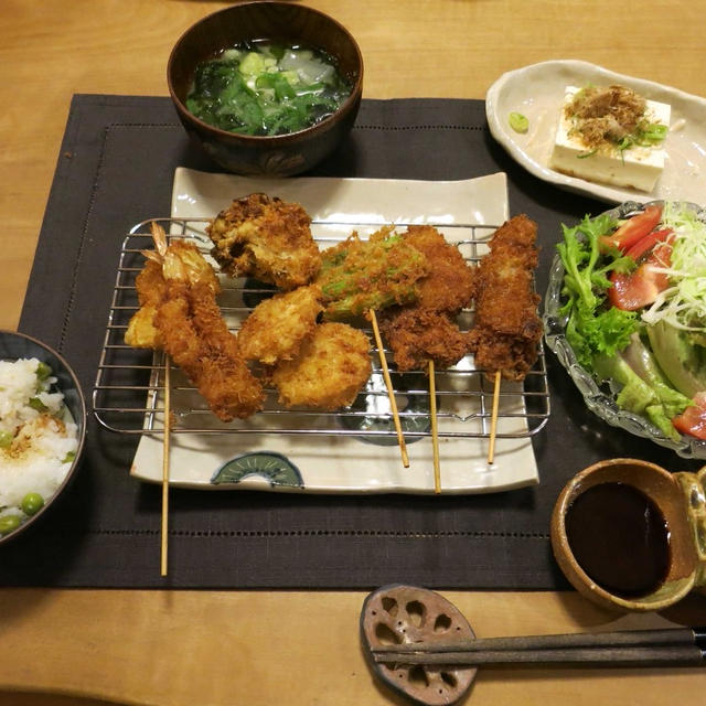 ガッツリ系”串カツ”の晩ご飯　と　「冷やし中華　終わりました」♪