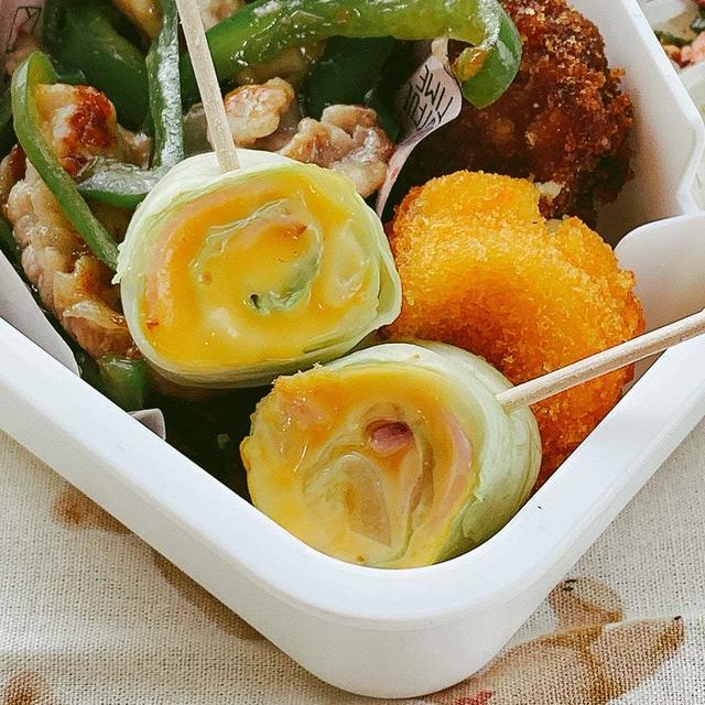 お弁当おかず【ハムチーくるくるキャベツ】  #お弁当記録