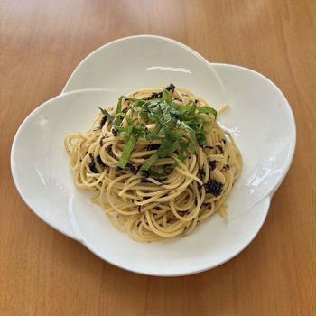 黒地のりの和風明太パスタ