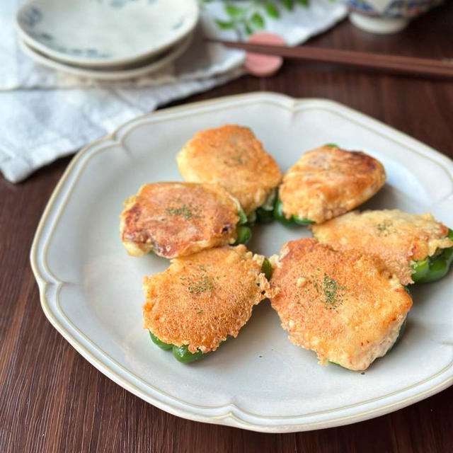 これはご飯が止まらん☆ピーマンのキムチーズ豆腐詰め