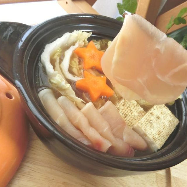 焼き豆腐と季節野菜☆牛だしつゆなべしゃぶ