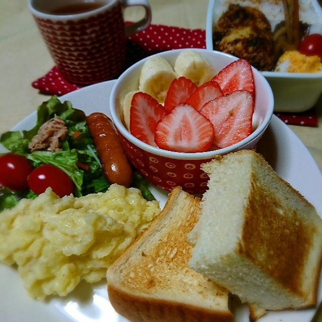 最近の朝ごはん♪マッシュポテト＆サラダな朝ごはん