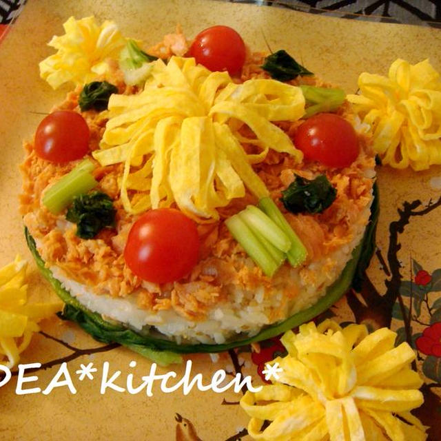 ひな祭りパーティー＊＊ちらし寿司の花ケーキ