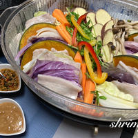 ブルーノオーバルで蒸し野菜&豚とチャンネル争い②