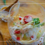 まぜてマジック♪蒸し鶏のグラスミニパスタ中華豆乳ソース＆ハウス食品リーフレット