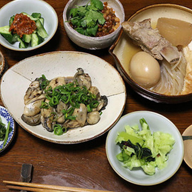 カキオコを食べに行った日の晩ご飯