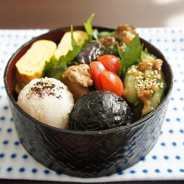お弁当×豚肉と茄子とピーマンの味噌炒め
