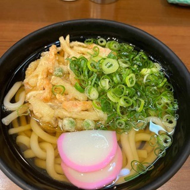 岡山駅構内の「吉備」のかき揚げうどん