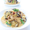 柚子胡椒の風味が良い【茄子ベーコンの和風パスタ】スパゲティ