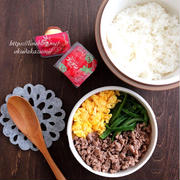 塩そぼろで三色弁当【昨日のお弁当】＊掲載誌2冊お知らせ