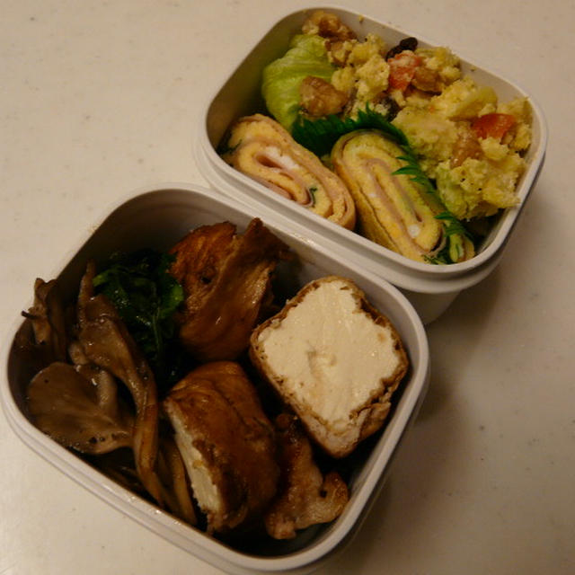 お弁当（豚肉の絹厚揚げ巻き巻きソテー）