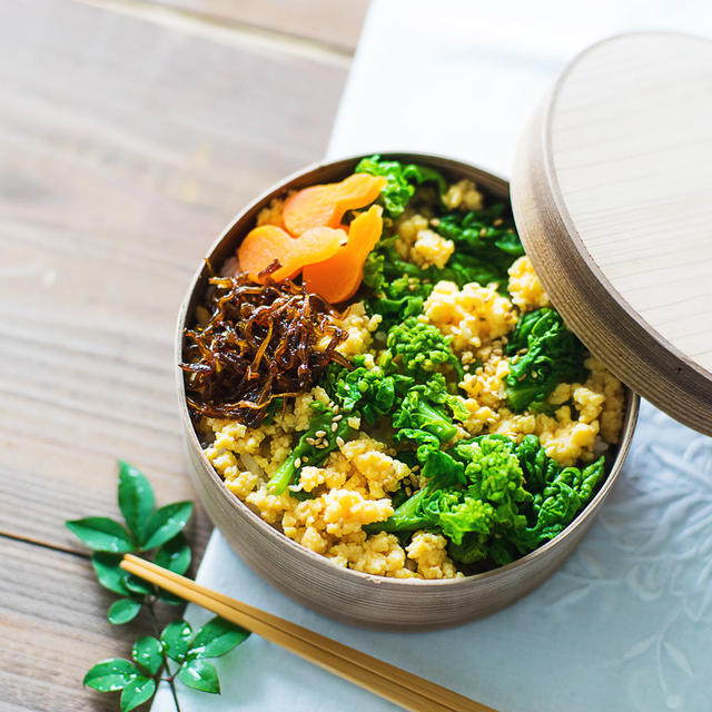 毎年作ってる菜の花ごはん弁当。ついに今年は・・