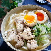 鶏白菜のうま塩うどん【#簡単 #時短 #節約 #包丁不要 #解凍不要 #主食】