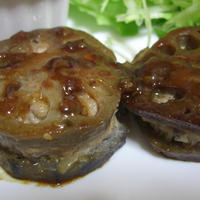 焼肉のたれで蓮根はさみ焼き☆