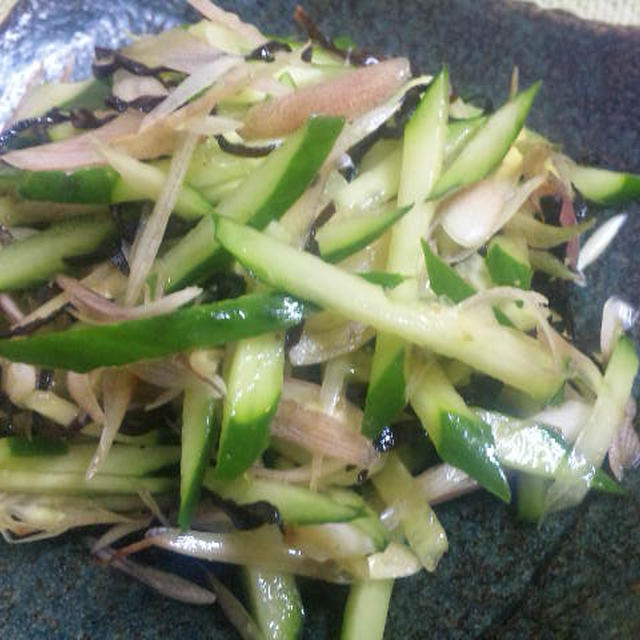 みょうがときゅうりの塩昆布あえ