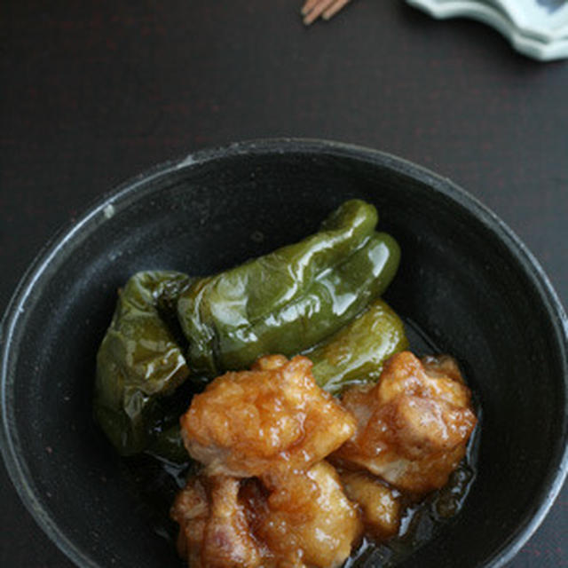 鶏肉とピーマンの揚げ煮