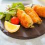 とろけるチーズ入りアスパラ豚肉巻きフライとべこもち作り