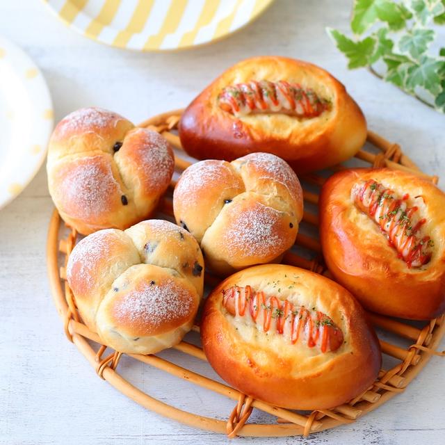１つの生地から甘いパンと食事パン