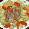 鶏もも肉のオーブン焼き＆白菜、ハム。ソーセージのとろみ煮