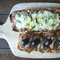 玉ねぎのキャラメリゼで「南仏名物ピサラディエール風＆チェダーチーズのタルティーヌ」