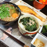 ■簡単な晩ご飯セット【焼き鮭／狸蕎麦／モロヘイヤご飯など。】