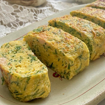 お弁当にもおすすめ！おかひじきと明太子の卵焼き