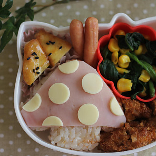 きのこの形のおにぎり☆～娘ちゃんのお弁当～