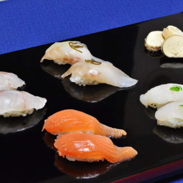 釣り魚、４種の握り寿司 　＆　助ダチ
