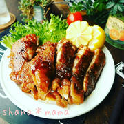 凄い夕焼け♪とおかわりがとまらない♪皮パリレモンバター醤油チキン♪