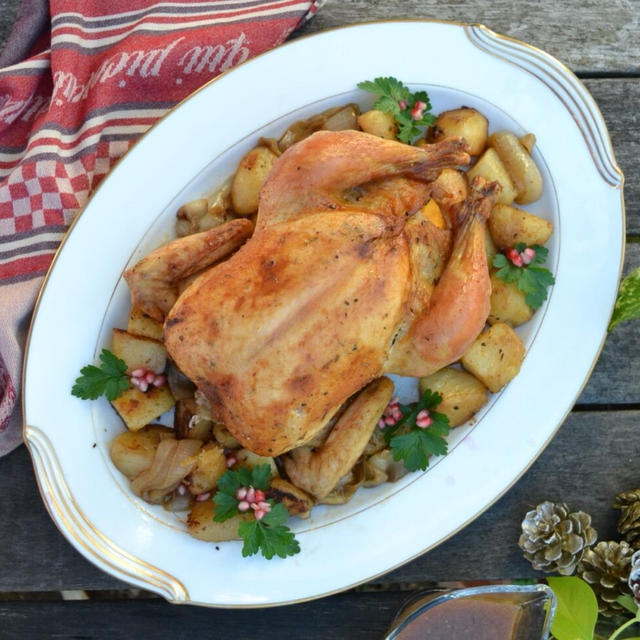 Roast Chicken with Potatoes ローストチキンベークドポテト添え